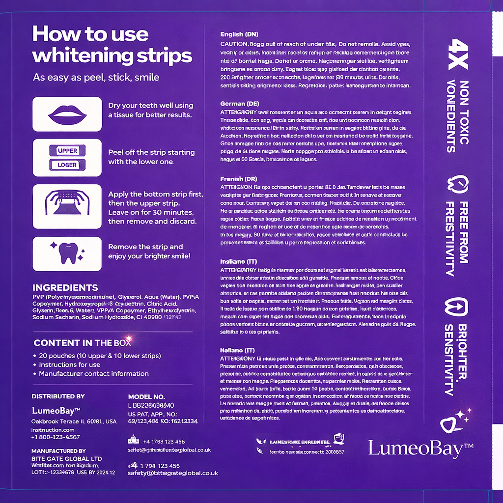 LumeoBay™ Purple Whitening Strips – At-Home Teeth Brightening