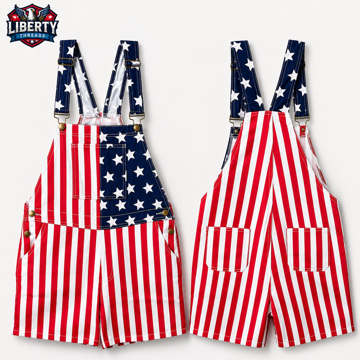 Liberty Threads™ USA Flag Overalls – Unisex 4th of July Statement Outfit
