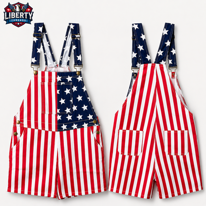 Liberty Threads™ USA Flag Overalls – Unisex 4th of July Statement Outfit