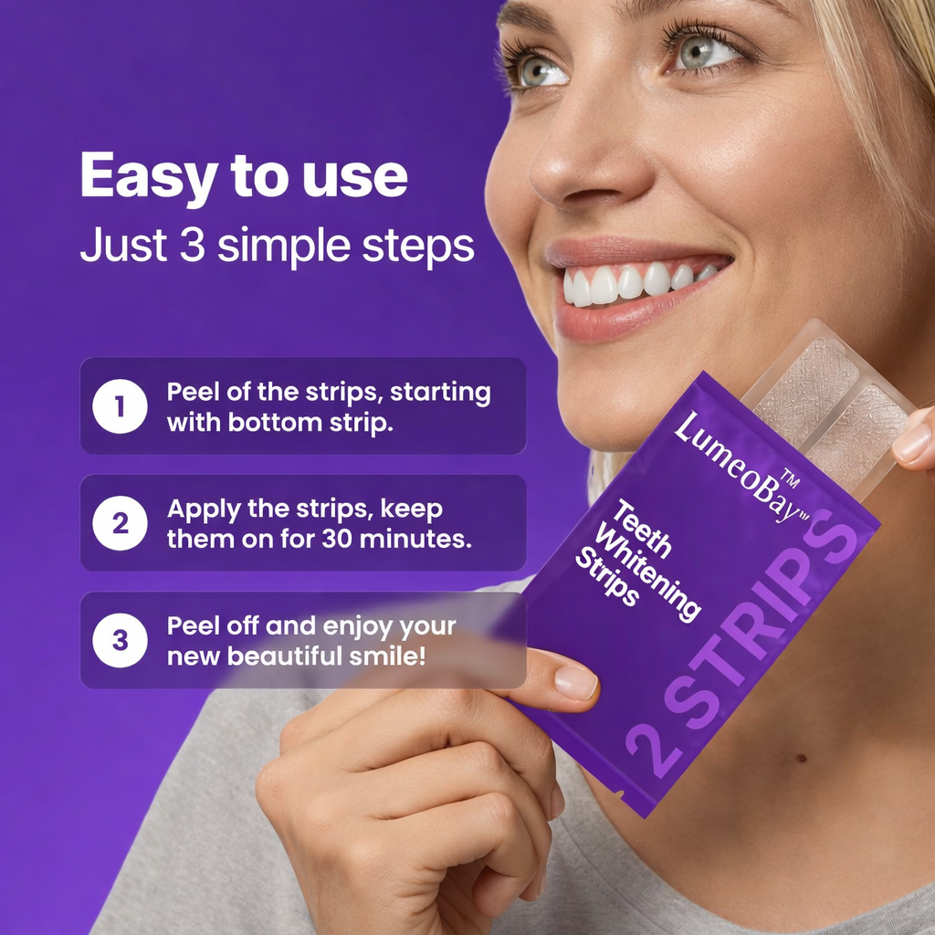 LumeoBay™ Purple Whitening Strips – At-Home Teeth Brightening