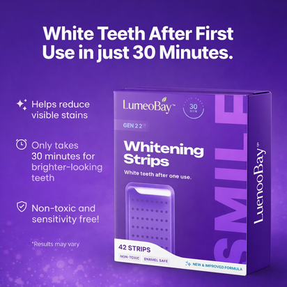 LumeoBay™ Purple Whitening Strips – At-Home Teeth Brightening